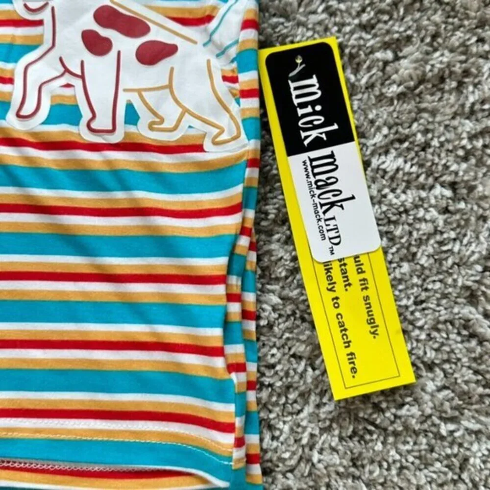 Mick Mack LTD Bamboo‎ Shortsleeve Set Size 4T NWT Red Blue Striped Puppies Soft